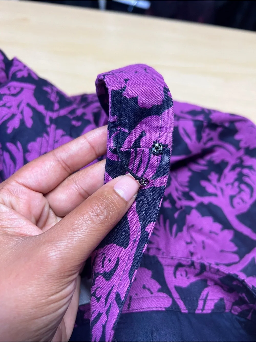 Tory Burch Jodie Floral Linen Cotton Fit & Flare Dress Purple Navy Size 6